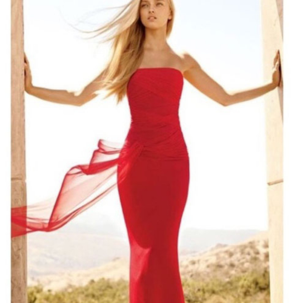 White by Vera Wang Red Strapless Dress